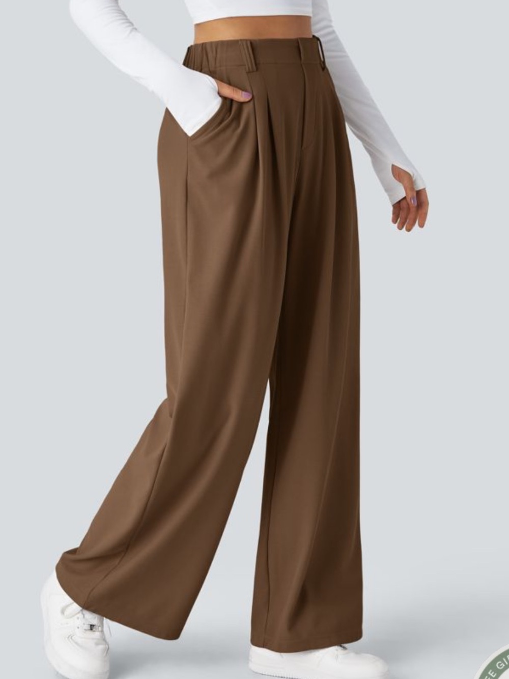 Halara Flex High Waisted Pocket Wide Leg Waffle Work Pants M Tall